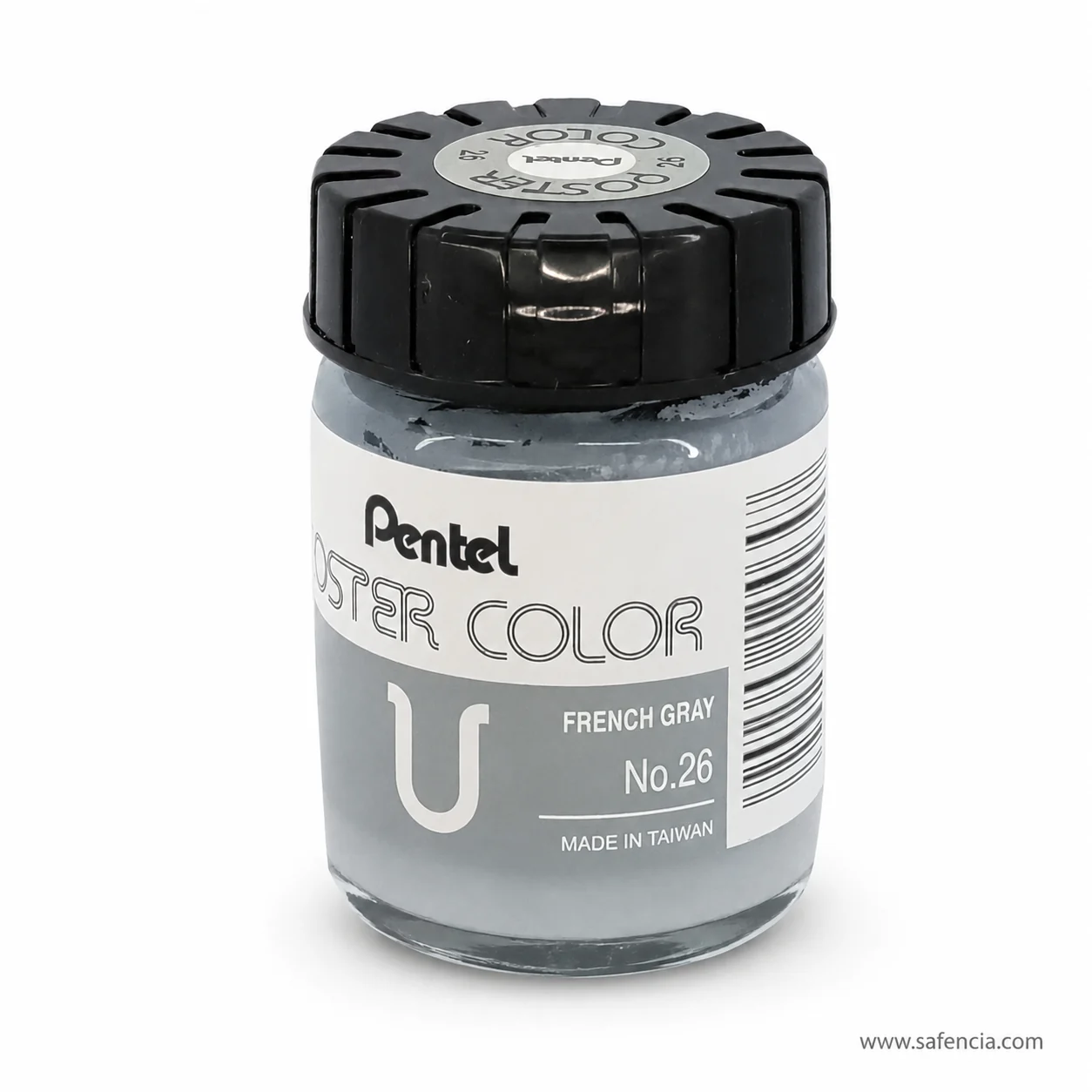 Pentel Poster Color 30 ml glass jar in French Gray with the Pentel label and U mark