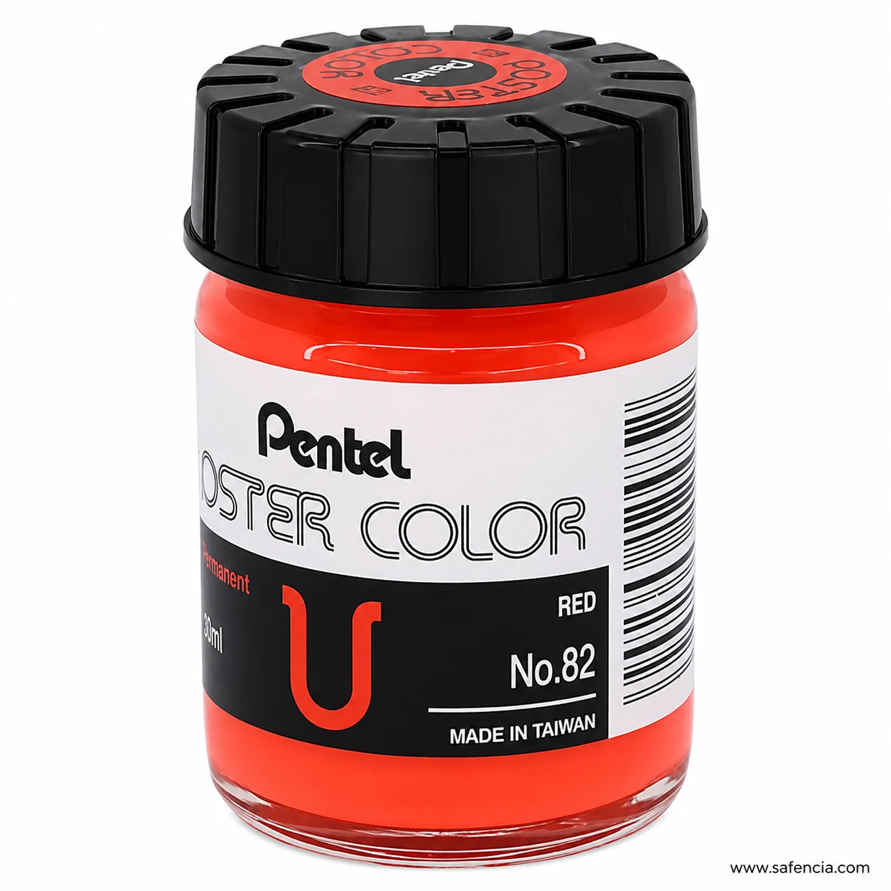 Pentel Poster Color 30 ml glass jar in Poster Color Red with the Pentel label and U mark