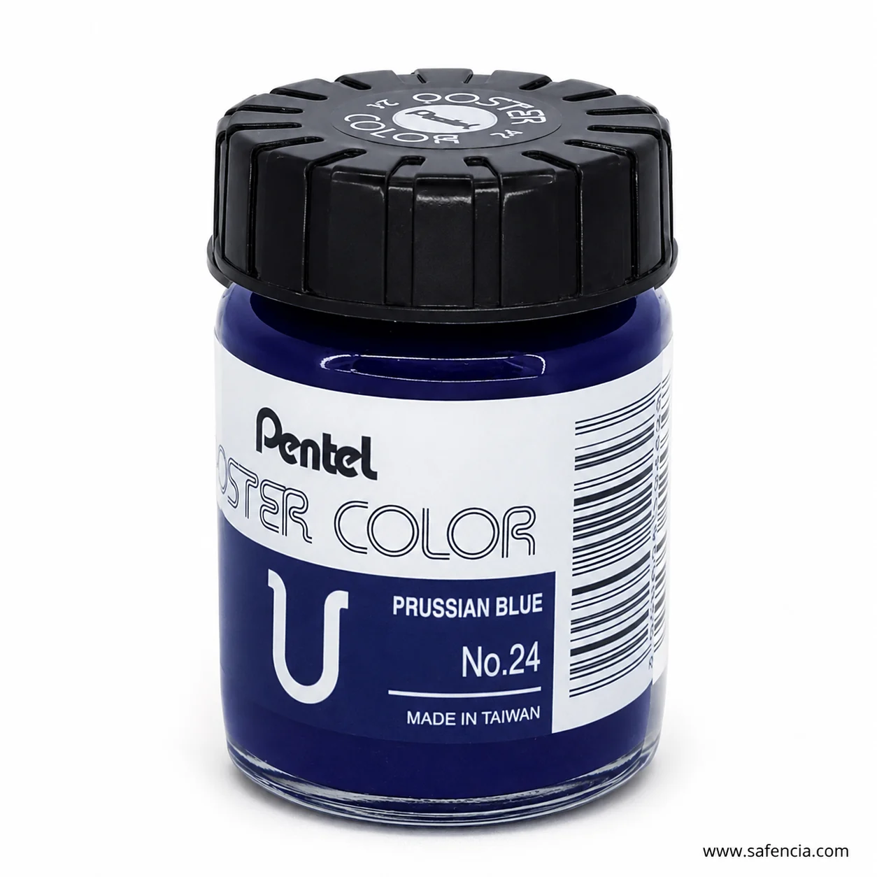 Pentel Poster Color 30 ml glass jar in Prussian Blue with the Pentel label and U mark