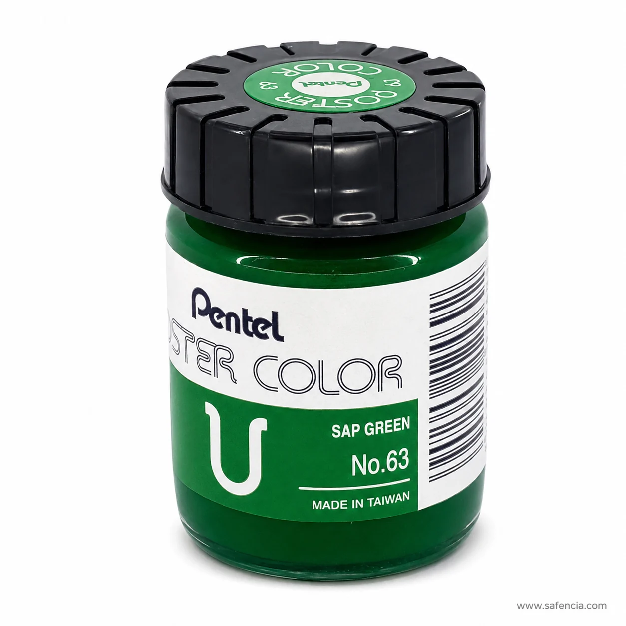 Pentel Poster Color 30 ml glass jar in Sap Green with the Pentel label and U mark
