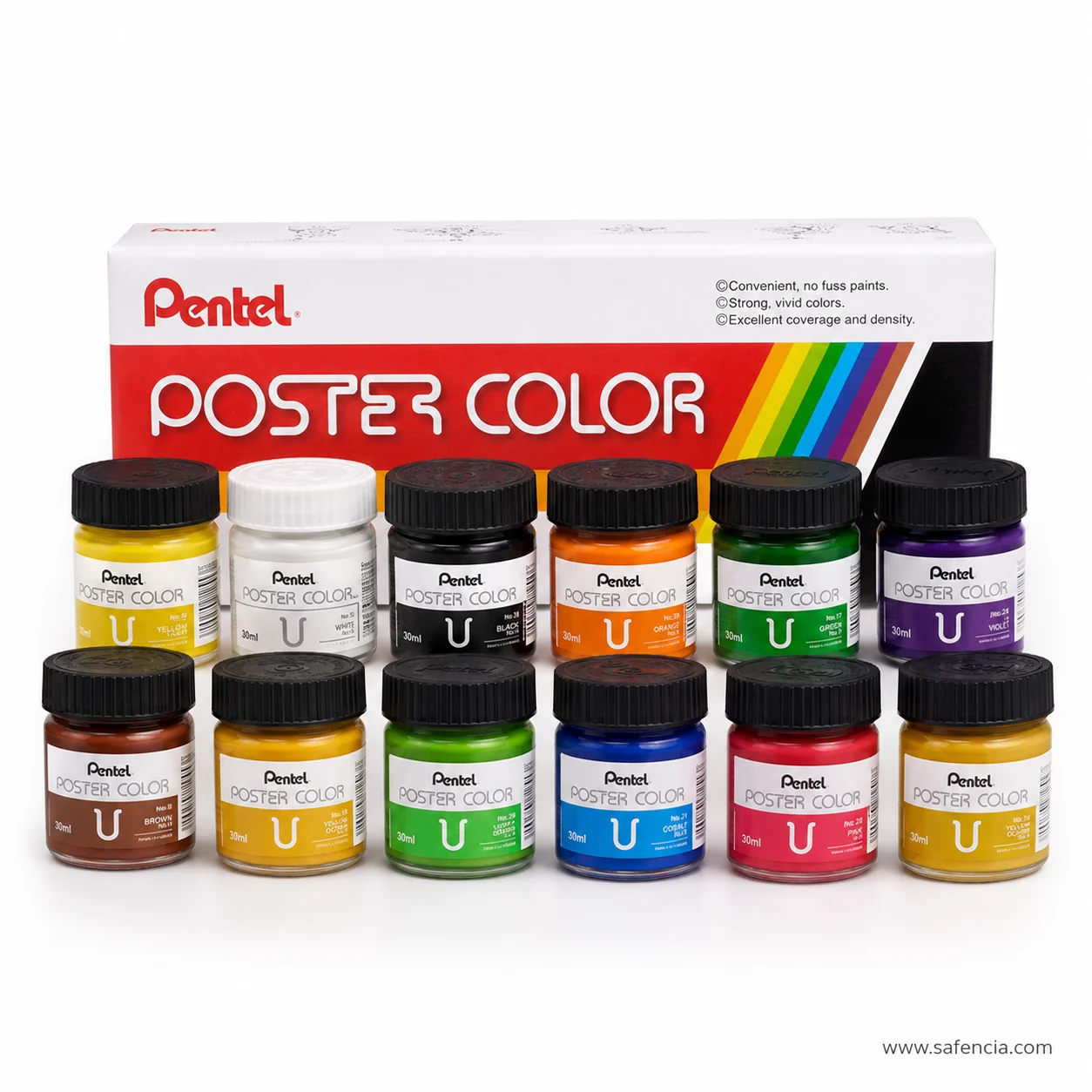 Pentel Poster Color box lid printing Convenient no fuss paints and Excellent coverage and density