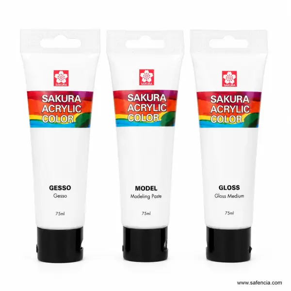 Sakura Acrylic Medium 75 ml Tubes — Gesso, Modeling Paste or Gloss