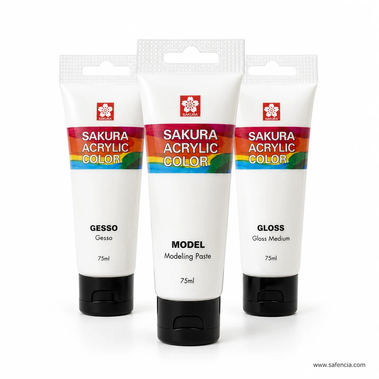 Sakura MODEL modeling paste tube standing in front of the Gesso and Gloss tubes
