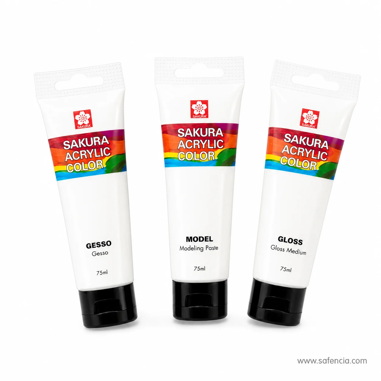 Angled view of the three Sakura medium tubes with the 75ml volume line readable on each