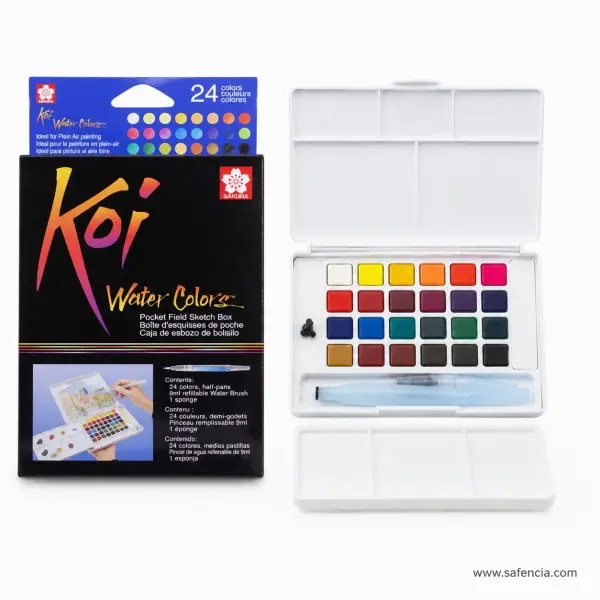 Sakura Koi Water Colors Pocket Field Sketch Box, 24 Half Pans
