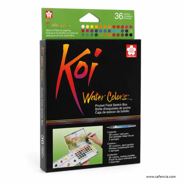 Sakura Koi Water Colors Pocket Field Sketch Box, 36 Half Pans