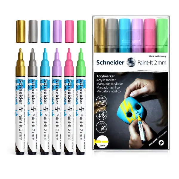 Schneider Paint-It 310 Acrylic Marker Wallet of 6, 2 mm