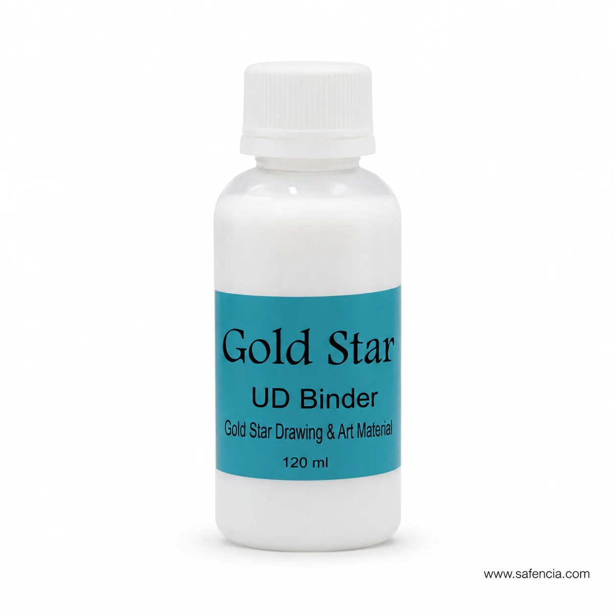 Gold Star UD Binder bottle with teal label reading Gold Star Drawing and Art Material 120 ml