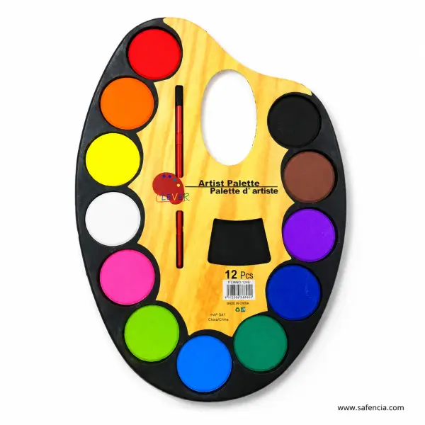 Clever Artist Palette Water Colour, 12 Colours with Brush
