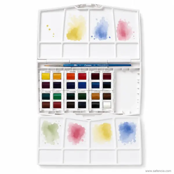 Winsor & Newton Cotman Water Colours Painting Plus, 24 Half Pans