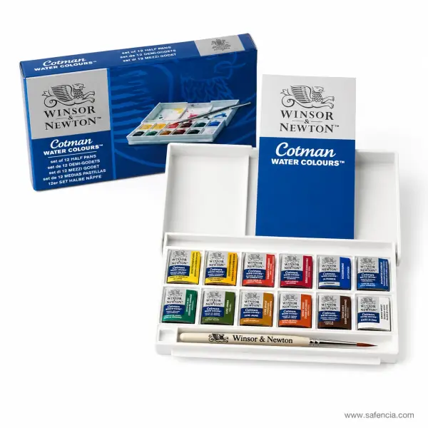 Winsor & Newton Cotman Water Colours, 12 Half Pans Pocket Box