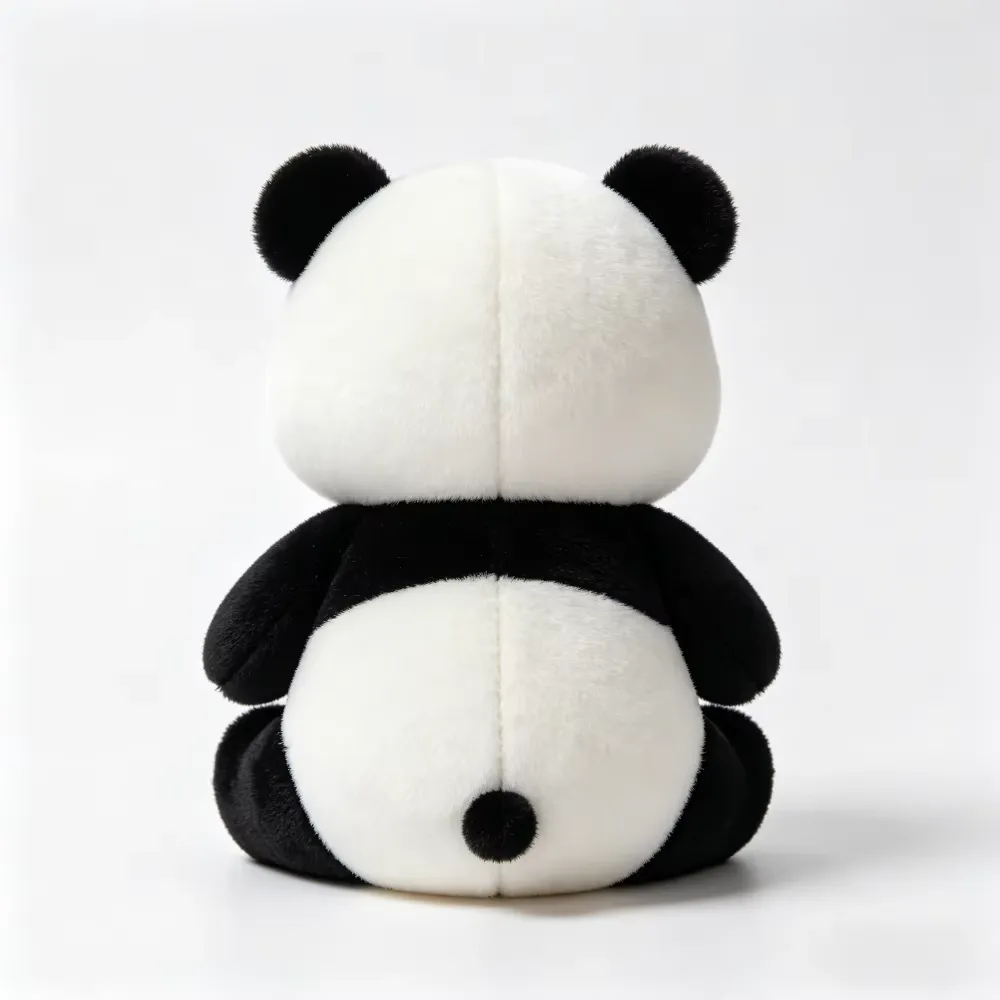 Panda Plush with Glittered Eyes back view showing soft rounded head and tail