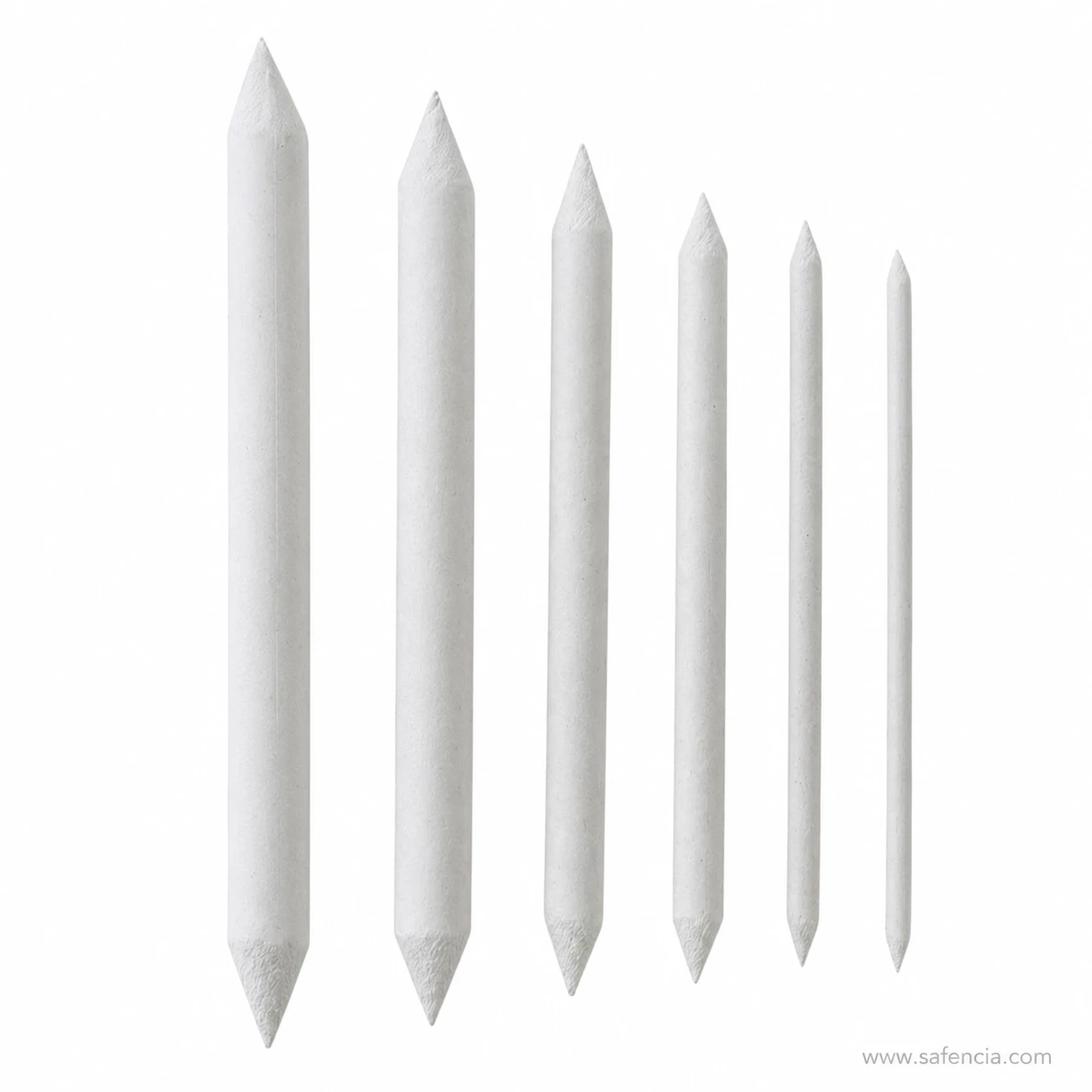 Paper blending stumps stood upright showing a point at each end
