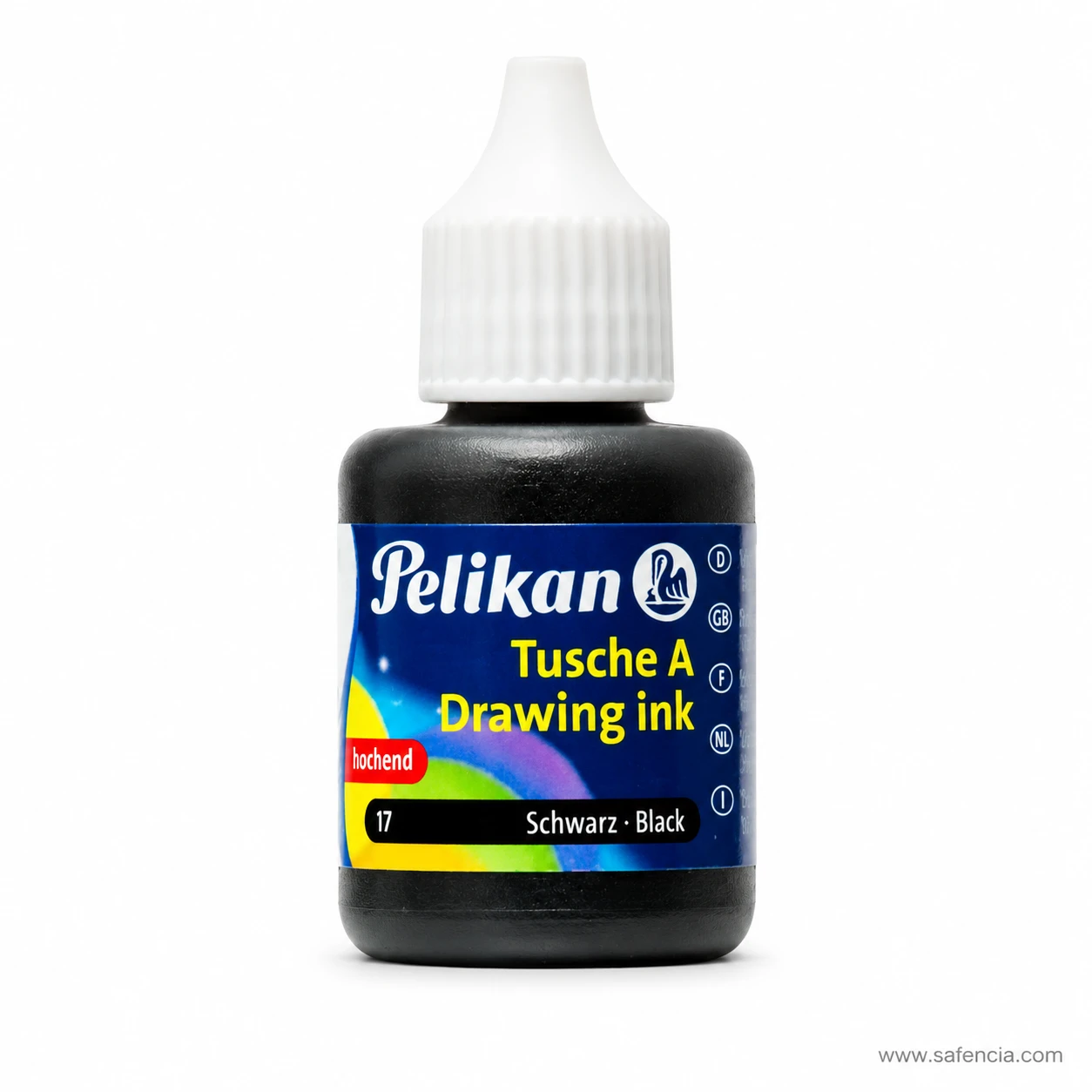 Pelikan drawing ink label showing the number 17 and Schwarz Black