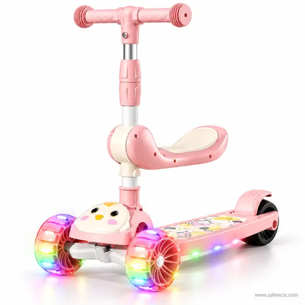 Pink Chick Kids Scooty with Removable Swivel Seat and Light-Up Wheels