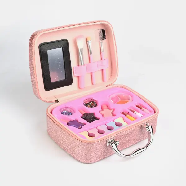 Pink Glitter Makeup Briefcase for Girls