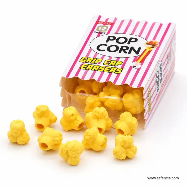 Popcorn Pencil Cap Erasers Pack of 12