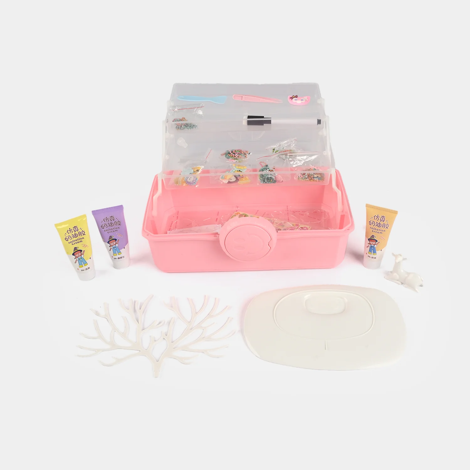 Portable Jewellery Making & Craft Kit detail view - beads, charms and decorative pieces