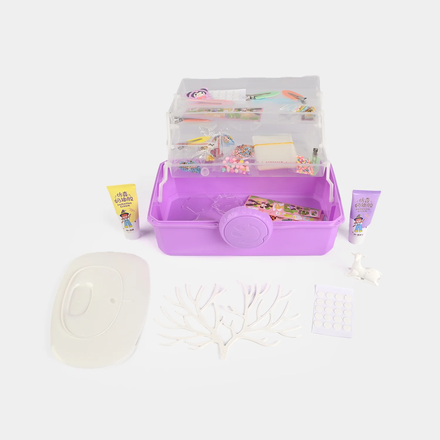 Portable Jewellery Making & Craft Kit detail view - beads, charms and decorative pieces