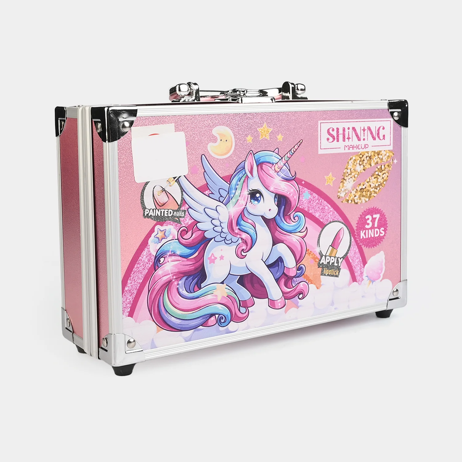 Premium Aluminium Vanity Makeup Case side view - aluminium train case with handle