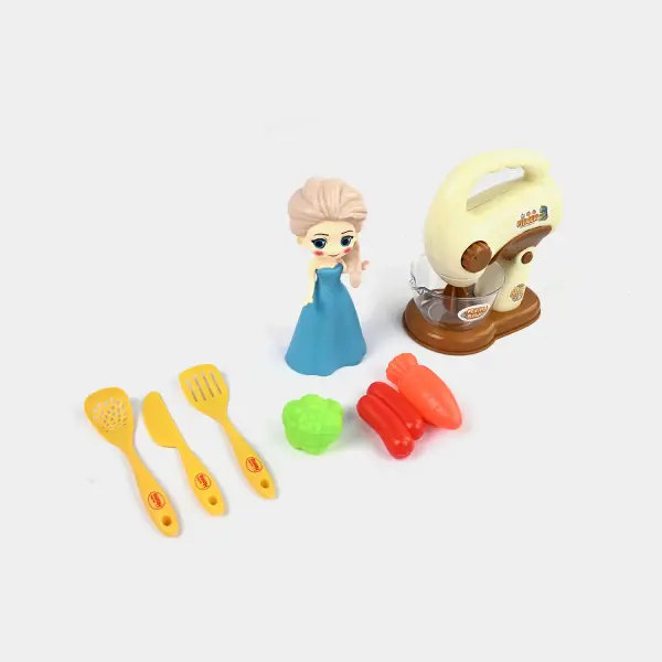 Pretend Mixer & Princess Doll Baking Set for Kids