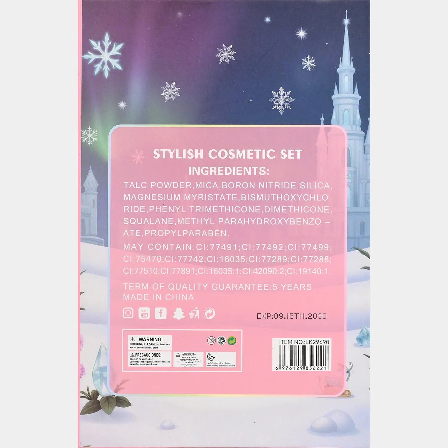 Princess Pamper Makeup Set for Girls detail view - shades and brushes