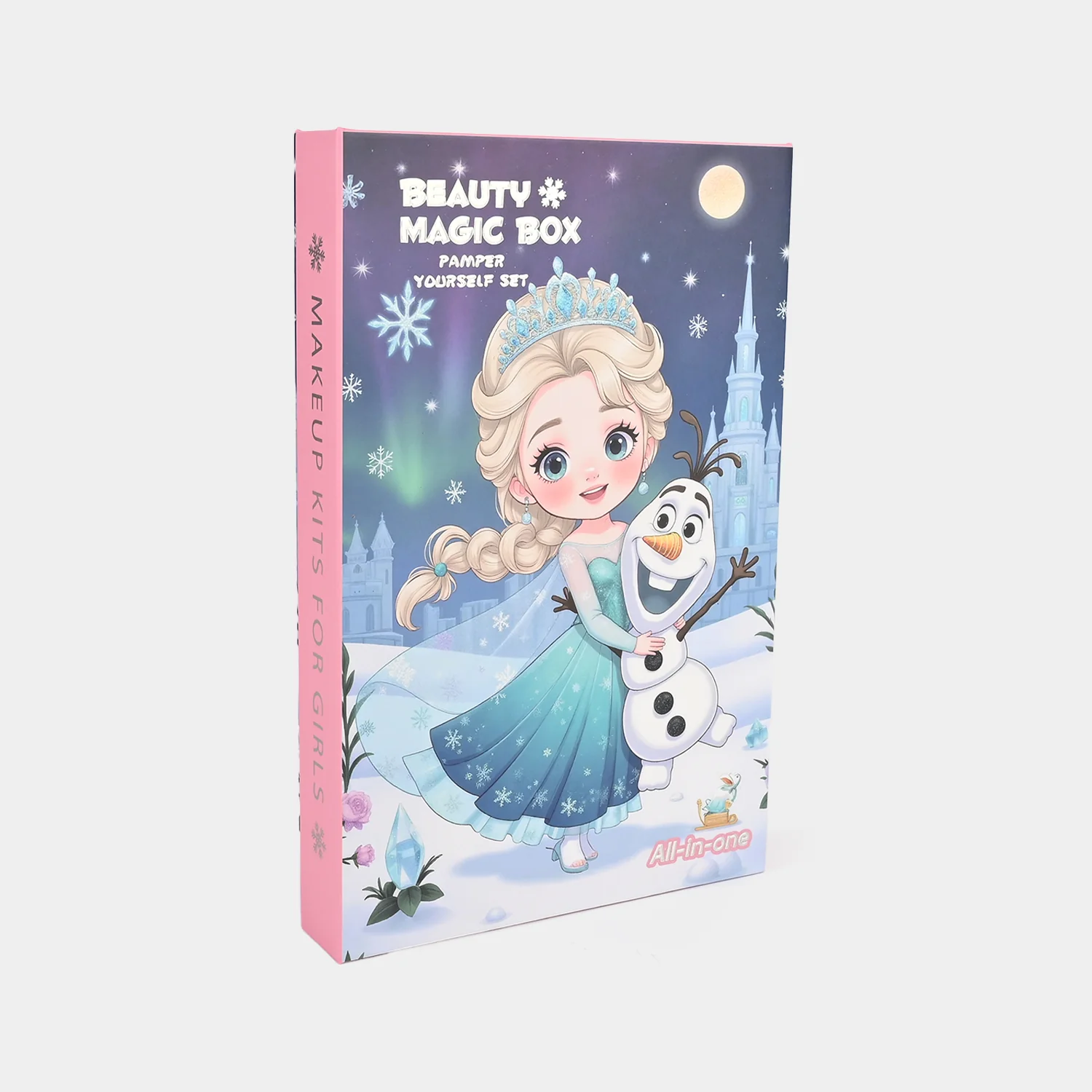 Princess Pamper Makeup Set for Girls side view - magnetic flip box