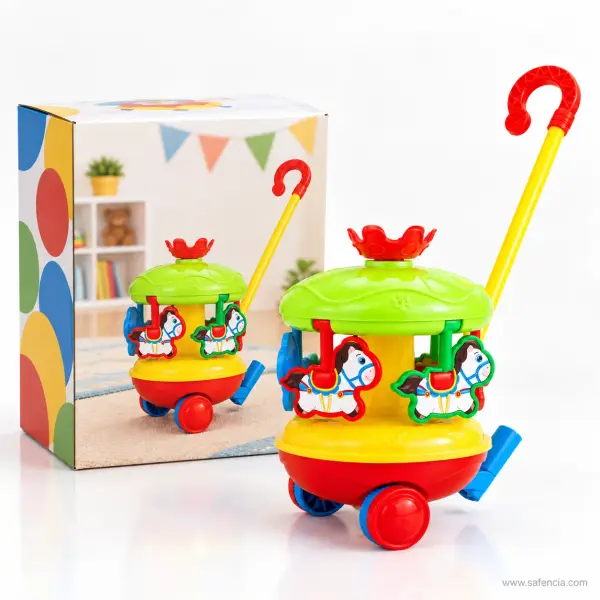 Push Along Musical Spinning Carousel Toy with Handle
