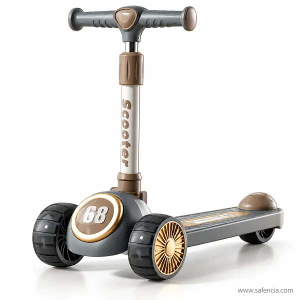 Racing 68 Kids Scooty with Gold Wheel Hubs and Adjustable Handle