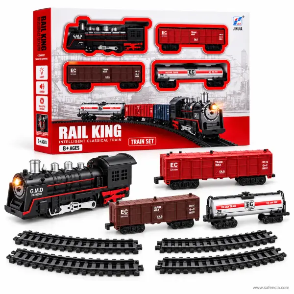 Rail King Large Freight Train Set with Track, Light and Sound