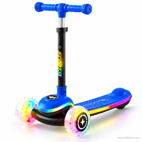 Rainbow LED Deck Kids Scooty with Light-Up Wheels and Adjustable Handle