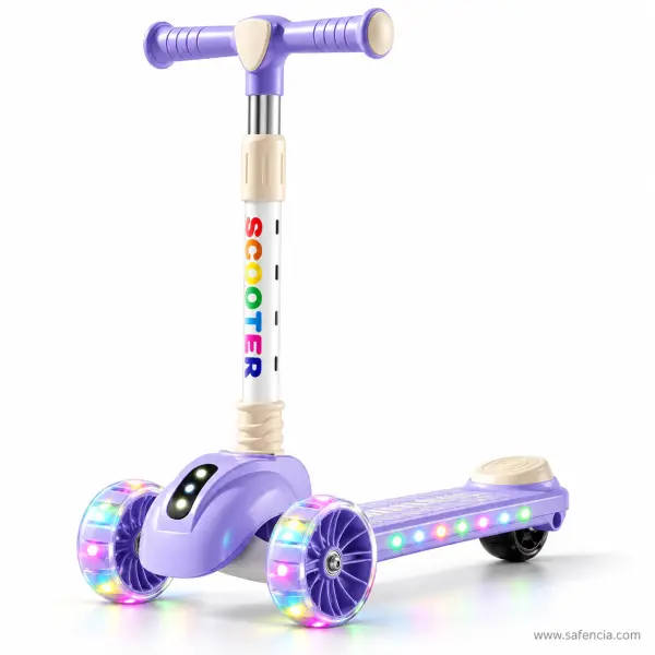 Rainbow Letter Kids Scooty with Adjustable Handle, Light-Up Wheels and Music