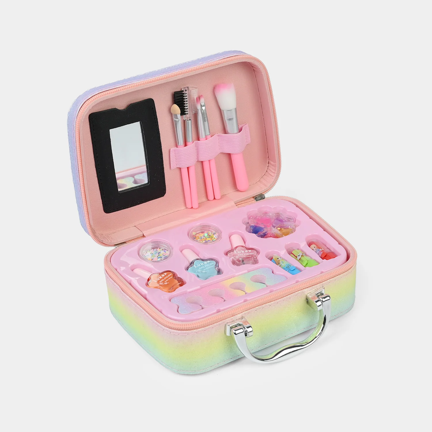 Rainbow Makeup & Nail Carry Case for Girls