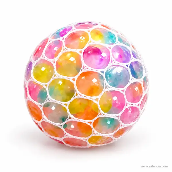 Rainbow Mesh Stress Ball — 6 cm Squishy Squeeze Ball in a Net