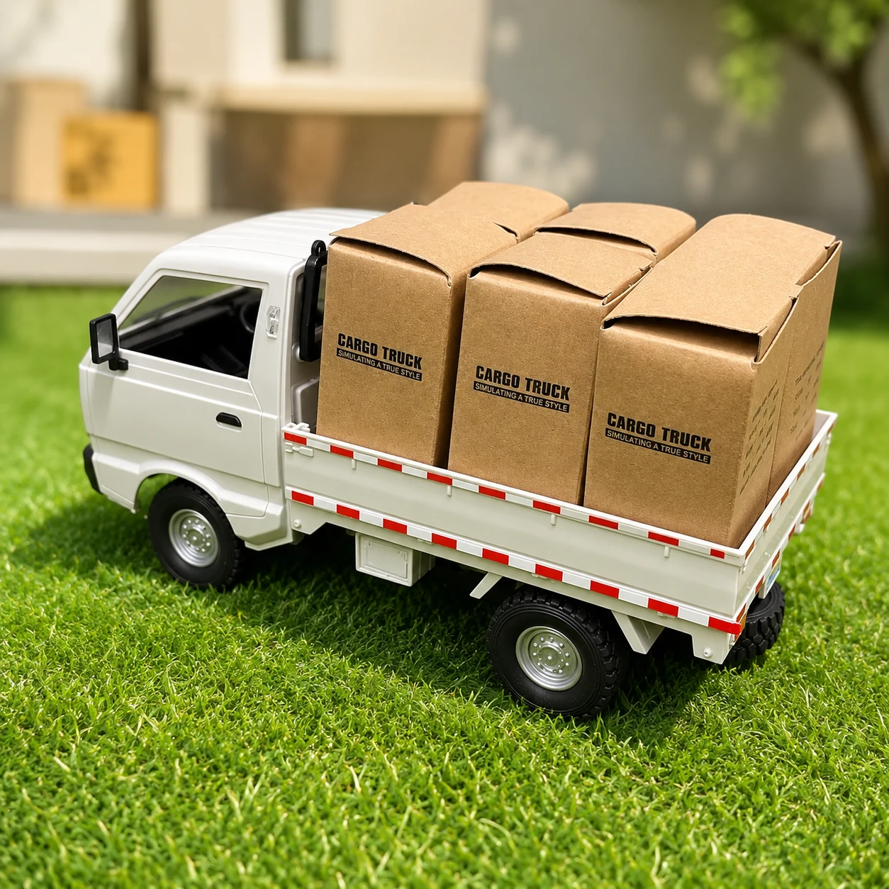 RC Suzuki mini truck with cargo boxes on grass