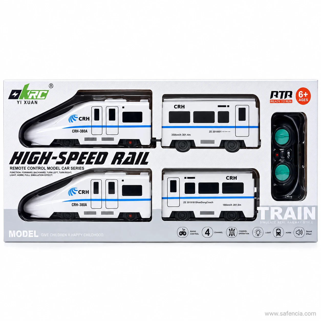 Retail box panel reading High-Speed Rail with the CRH-380A cars, the controller and the 6 plus age marking