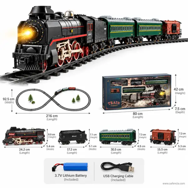 RC Steam Train Set with Smoke and Figure-Eight Track