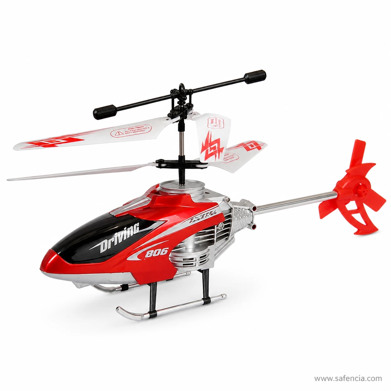 Velocity 806 helicopter side view showing the red shrouded ducted tail fan and coaxial rotors