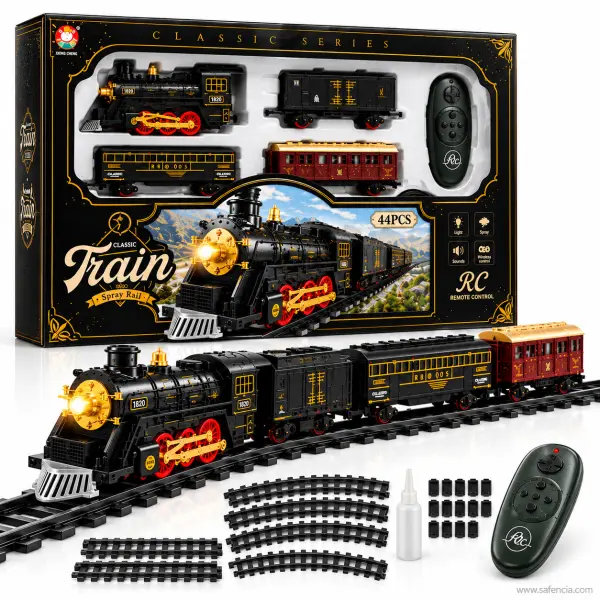 Remote Control Classic Train Set 44 Pcs with Smoke, Light and Sound