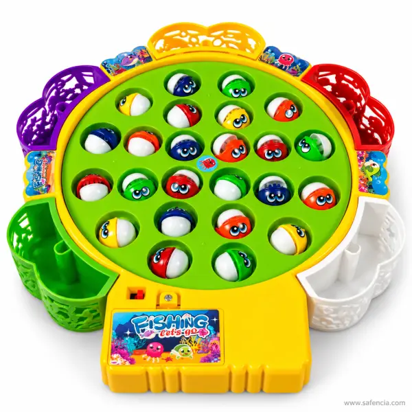Rotating Fishing Game with 24 Fish, Music and Two Rods