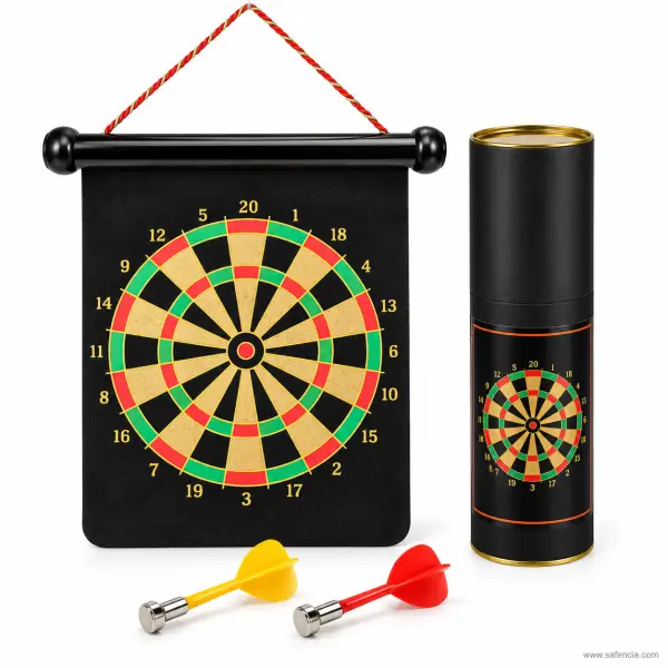Safety Magnetic Dart Board Double-Sided Roll-Up with Magnetic Darts