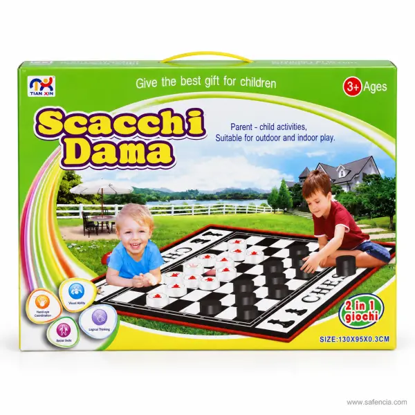 Scacchi Dama 2-in-1 Giant Chess and Checkers Floor Mat Game 130 x 95 cm