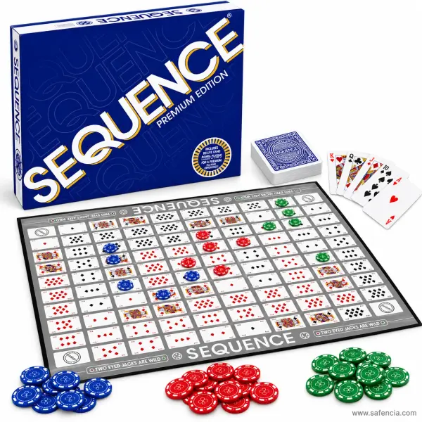 Sequence Board Game — Premium or Luxury Edition, Cards, Chips and Board