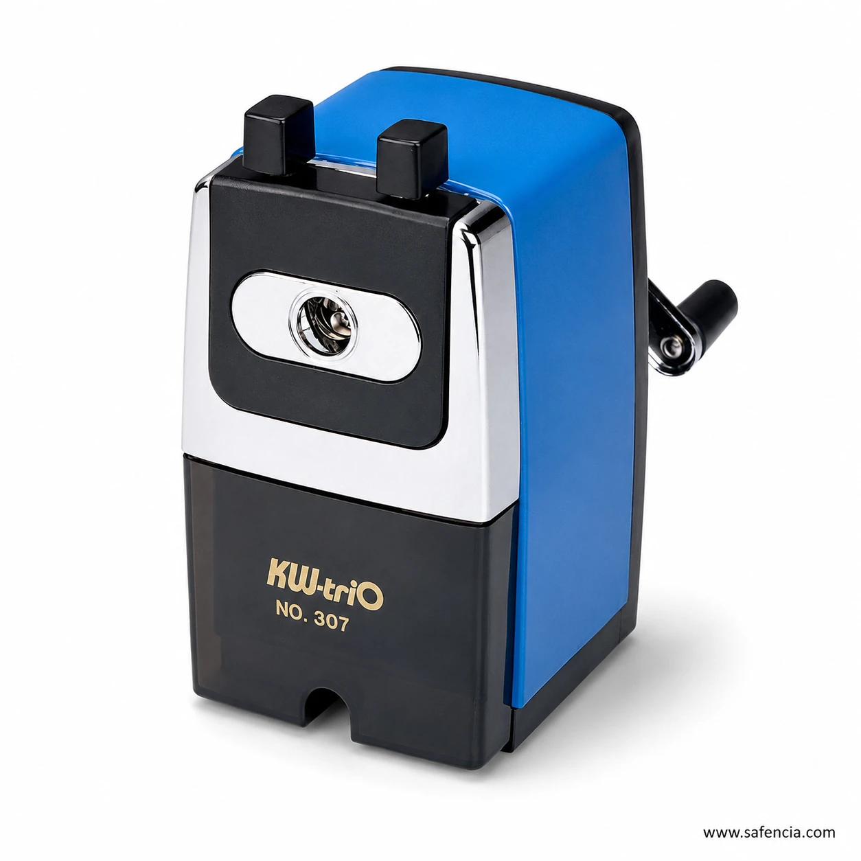 KW-triO 0307A manual sharpener with one circular front pencil opening and side handle