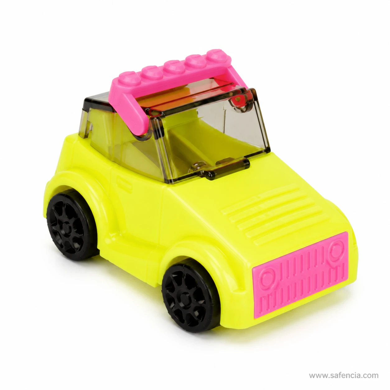 Neon yellow and pink YL211609 multicolour jeep pencil sharpener with transparent upper cover