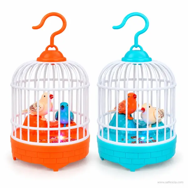 Singing Bird Cage Toy with Two Birds, Light and Sound