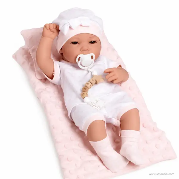 Sleeping Baby Doll with Pacifier, Knit Hat and Blanket