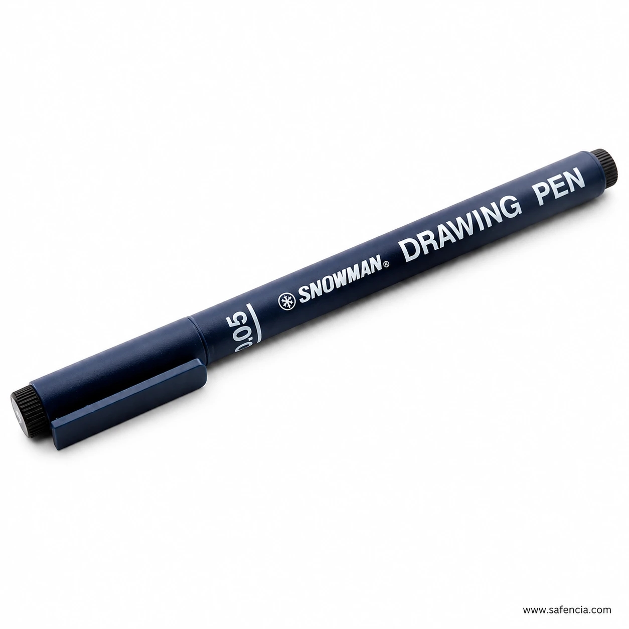Snowman Drawing Pen 0.05 mm lying capped with the barrel printing visible