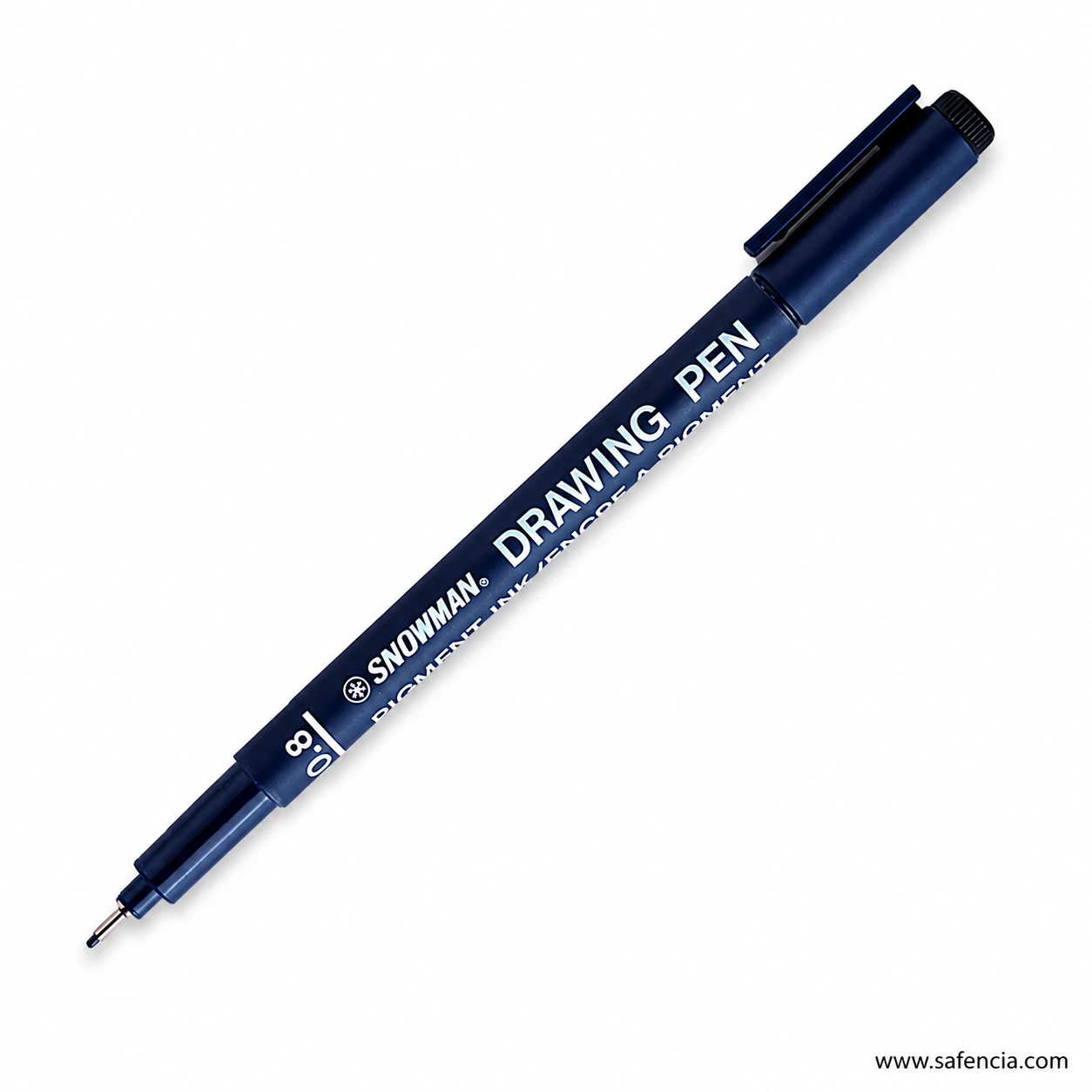 Snowman Drawing Pen 0.8 mm shown uncapped at an angle