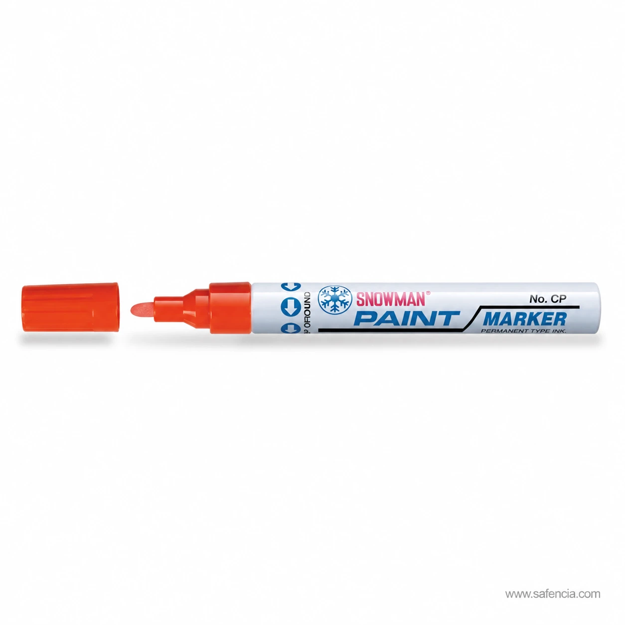 Snowman red Paint Marker with cap removed showing the round tip